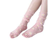 Uwdiohq Calzini Semplici Per Adulti Primaverili Ed Estivi In Pile Di Fiori Spezzati Tendenza Alla Traspirante Da Donna Stampati Con Colori Della Pelle Cosa Regalare (Pink, One Size) Pilates