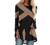 Uwdiohq Camicette da Donna in Cotone a Maniche Lunghe con Tasche Larghe e Casual Abiti Eleganti Taglie Forti Maglietta Schiena Scoperta T-Shirt Rossa Bambina Magliette Donna Manica Trequarti