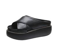 Uwdiohq Ciabatte Casa Donna Sandali Casual con Lacci Traspiranti da alla (Black, 39) Mare Ciabatta Elegante Eleganti Estive per Platform Sughero Simpatiche in Blu Pantofole Comode Frau Zeppe