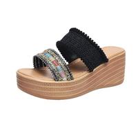 Uwdiohq Ciabatte Da Piscina Donna Sandali Con Bocca Di Pesce, Grandi Dimensioni, Spessi, Suola Morbida, Indossare Ogni Giorno All'Aperto E Al Chiuso (Black, 38) Casa Comode Eleganti Estive