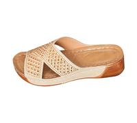 Uwdiohq Ciabatte Estive Donna Infradito Comode Casual Scintillanti con Punta da (Khaki, 42) Casa Zeppa Sandali Eleganti per Anziani Ciabatta Gomma Bassi Estivi Sughero Estate+Scarpe Frau Mare