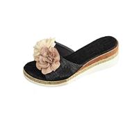 Uwdiohq Ciabatte In Blu Donna Sandali Con Zeppa Per Donna, Comodi Tacco A Piattaforma E Fiocco, Carini, Estivi, Pantofole, Scarpe 2026 (Black, 36) Ortopediche Anziani Sabot Estive Plastica