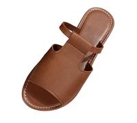 Uwdiohq Ciabatte Spiaggia Donna Sandali Piatti Women's Summer Slippers Large Size Flat Bottom Hollow Solid Color Fish Mouth Beach (Brown, 36) Estive Estivi Mare in Blu Bianchi Zeppa 35 per