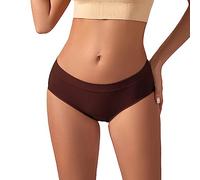 Uwdiohq Da Donna A Vita Media in Tinta Unita, Sottile Senza Cuciture Mutande Brasiliana Cotone Bianco (Coffee, L) Perizoma Boxer Incontinenza Mutandine per Donne Slip Monouso Estetica Ragazza 14