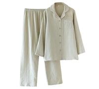 Uwdiohq Da Donna in Cotone con Maniche Lunghe E Cardigan, Completo Casa, Camicia Notte Vestaglia (Green, XL) Pigiami Lunghi Pigiama Leggero Caldo Curvy Bianco Puro Lungo Sexy Natale Invernale