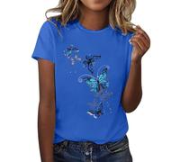 Uwdiohq Deal of The Day Prime Today Maglietta da Donna con Stampa A Farfalla, Manica Corta, Girocollo, Maglietta alla, Leggera, Morbida, CAS Abbigliamento Donna Offerte