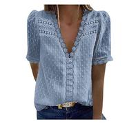 Uwdiohq Deal of The Day Prime Today T-Shirt Casual A Maniche Corte con Scollo A V in Pizzo da Donna. Camicetta da Donna alla Vestito Scollato Es My Orders