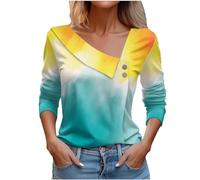 Uwdiohq Deals of The Day Top Taglie Forti da Donna a Maniche Corte con Scollo a V Tinta Unita Primavera ed Estate Camicia Scozzese Lunga Estiva Semplice Top Basic vestib Abbigliamento Donna Offerte