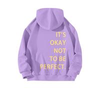 Uwdiohq Donna Felpa con Cappuccio Sweatshirt Pullover Parte Posteriore Senza Cerniera A Maniche Lunghe da Bene Non Essere Perfetti. Stampata (Purple, XXXL) Pile Nera Hoodie Blu Primaverile Zip