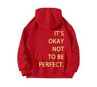 Uwdiohq Donna Felpa con Cappuccio Sweatshirt Pullover Parte Posteriore Senza Cerniera A Maniche Lunghe da Bene Non Essere Perfetti. Stampata (Red, S) Cotone Zip Estiva Rosa Primavera Hoodie