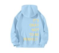 Uwdiohq Donna Felpa con Cappuccio Sweatshirt Pullover Parte Posteriore Senza Cerniera A Maniche Lunghe da Bene Non Essere Perfetti. Stampata (Sky Blue, XL) Verde Primaverile Hoodie Cotone Felpe