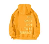 Uwdiohq Donna Felpa con Cappuccio Sweatshirt Pullover Parte Posteriore Senza Cerniera A Maniche Lunghe da Bene Non Essere Perfetti. Stampata (Yellow, M) Leggera Zip Felpe Nera Bianca Pile Cotone