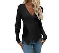 Uwdiohq Early Prime Big Deal Maglione Lavorato A Maglia Pullover Tinta Unita A Maniche Lunghe con Scollo A V Donna Vestito Attillato Scollato Estiva Special Deals