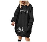 Uwdiohq Felpa Donna con Cappuccio Elegante Oversize Orecchie A Maniche Lunghe Plus Uomo da Coniglio Felpe in Velluto E (Black, M) Verde Sportiva Zip Taglie Forti Bianca Tennis Nera Calde