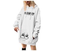 Uwdiohq Felpa Donna con Cappuccio Elegante Oversize Orecchie A Maniche Lunghe Plus Uomo da Coniglio Felpe in Velluto E (White, S) Invernale Sportiva Garzata Firmate Zip Calde Pile Plaid Morbida
