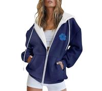 Uwdiohq Felpa Donna con Zip Tuta Ginnastica Estiva Coperta Blu Elettrico Invernale Basic Termica Peluche Uomo Bianca Aperta Cappuccio Cerniera Palestra Righe Horror Calda per Corsa Felpe 100 Cotone