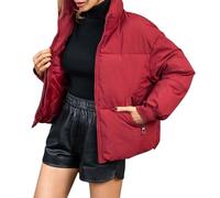 Uwdiohq Giacca Invernale Leggera Da Donna Piumino Trapuntato Con Cerniera Ripiegabile Cappotto Martingala (Red, L) Giubbotto Mezza Stagione Militare Oltre Abbigliamento Impermeabile Cappuccio