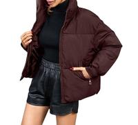 Uwdiohq Giacca Invernale Leggera Da Donna Piumino Trapuntato Con Cerniera Ripiegabile Cappotto Martingala (Coffee, Xl) 100 Grammi Giubbotto Autunnale A Vento Autunno Abbigliamento Winter Jacket