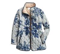 Uwdiohq Giacca Invernale Trapuntata Stampata Da Donna Taglie Forti, Abbottonata A Maniche Lunghe, Imbottita Leggera Giacconi Di Marca (Navy, Xxl) Piumino 100 Grammi Cappotto Autunno Blauer