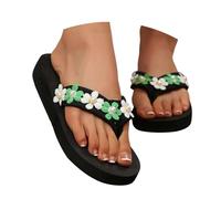 Uwdiohq Infradito da Donna Ricamate con Perle, Sandali Casual Neri per L'Estate E La Spiaggia (Vari Colori Disponibili) Invernale (Green, 40) Scarpe Comode Ciabatte Casa Estive Flip Flops