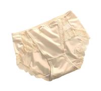 Uwdiohq Lace Sexy Non Marking Breathable Ice Thin of Medium High Waist Pure Desire Shorts Mutande E Reggiseno Taglie Forti (Beige, M) Slip Donna Culotte Lovable Mestruali Perizoma Seducente Hot