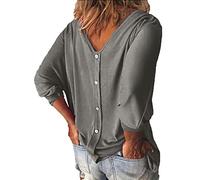 Uwdiohq Le Offerte di Oggi Top da Donna, Maniche A, Maniche A Tre Quarti, Abbottonatura, Camicie Larghe per Tutti I Giorni Pigiama Anziana Estiva I Miei Ordini Offerta