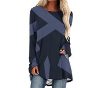 Uwdiohq Lightning Deals Camicette da Donna in Cotone a Maniche Lunghe con Tasche Larghe e Casual Abiti Eleganti Taglie Forti Maglietta Schiena Scoperta T-Shirt Rossa Bambina Maglie My Orders Placed