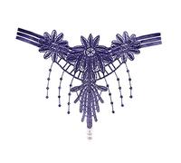 Uwdiohq Mutandine Perizoma di Lusso Leggero con da Donna Ricamo può Giocare Sexy Cavallo Aperto in Rilievo Mutande Cotone Apertura Davanti (Blue, One Size) Post Parto Slip Mestruali Boxer