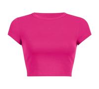 Uwdiohq Offerte Oggi Lampo T-Shirt Corta Tinta Unita Girocollo da Donna Maglie Fucsia Maglietta Cotone Oversize Donna T-Shirt Donna Manica 3/4 Magliette Nere Donna Curvy Canotta Donn Special Deals
