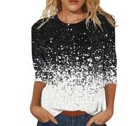 Uwdiohq Offerte Primavera T-Shirt da Donna con Maniche a Tre Quarti e Stampa Floreale Casual alla Maglia Molto Lunga Maglietta Badica Bianca Cotone Donna T-Shirt Nera B T Shirt Donna Cotone Offerta