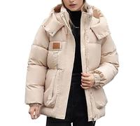 Uwdiohq Piumino Addensato Con Cappuccio Staccabile In Tinta Unita Invernale Doppie Grandi Per Le Donne Giacca Trapuntata Da (White, L) Parka Donna Leggera Curvy Giubbino Jeans Abbigliamento