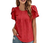 Uwdiohq Prime Today Deals Gilet Estivo a Pieghe Larghe con Scollo Senza Maniche Top Orlo Curvo Top da Donna di Grandi Dimensioni Maglia compatible with Moto Casual Confortevole Stretc Special Deals