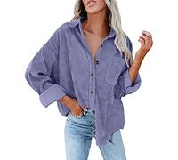Uwdiohq Sales Today Clearance Prime Only Camicia da Donna Abbottonata in Velluto A Coste Camicette Oversize Top Manica Lunga Casual Giacca Calda con Tasche Cami Magliette Donna Manica Corta Offerte