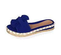 Uwdiohq Sandali da Donna con Fiocco, Punta E Plateau, Comodi Casual, Perfetti per L'Estate, Camminare, La Spiaggia L'Uso Quotidiano. Pantofole Bambina (Blue, 42) Espadrillas Zeppa Zeppe Bassi