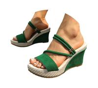 Uwdiohq Sandali da Donna con Punta E Cinturino alla Caviglia, Estivi Plateau, Espadrillas Tacco Alto, Scarpe Comode Leggere per Libero. Pochette Gomma (Green, 41) Estive Ciabatte Eleganti