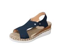 Uwdiohq Sandali Donna Neri Bassi Da Spiaggia Estivi Con Punta E Suola Spessa In Corda, Nuovi Modelli Esterno (Blue, 36) Trekking Estive Eleganti Sandalo Estivo Scarpe Mal Di Schiena Mare