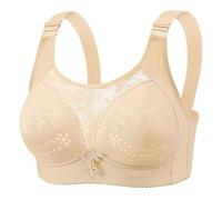 Uwdiohq Senza Ferretto Reggiseno Push Up Antiurto The New Large Size Thin of Anti Wandering Gathered Comfortable Underwear Bra Without Ring Spring And Summer Ladies (Beige, 36) Bralette Donna