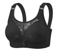 Uwdiohq Senza Ferretto Reggiseno Push Up Antiurto The New Large Size Thin of Anti Wandering Gathered Comfortable Underwear Bra Without Ring Spring And Summer Ladies (Black, 46) Donna Microfibra