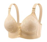Uwdiohq Senza Ferretto Reggiseno Push Up Antiurto Women's New Plus Size No Underwire Top Bra Thin Breathable Big Breasts To Show Small Beauty Back Four (Beige, 95) Reggiseni A Fascia Comodo