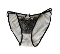 Uwdiohq Sexy Mesh Lace Ladies Bow High Open Fork Pure Desire Breathable Comfortable Mid Waist Teenage Trousers Head Mutande Cotone Taglie Comode (Beige, M) Donna Culotte Pantaloncini Boxe da