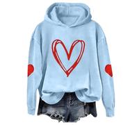 Uwdiohq Valentines Sweater for Women Long Sleeve Shirts Love Heart Graphic Hoodies Sweaters Casual Tops with Pocket Pantaloni Felpa Neri Running Donna Pile Elegante Mezze Maniche Taglie Forti