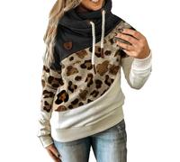 Uwdiohq Women's Autumn Winter Patchwork Hooded Sweatshirt with Drawstring Loose Casual Fit Set Invernale Felpa A Coperta Felpa Collo Alto Donna Please Felpe Fidanzati Plain Hoodies Marca