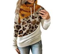 Uwdiohq Women's Autumn Winter Patchwork Hooded Sweatshirt with Drawstring Loose Casual Fit Set Invernale Felpa A Coperta Felpa Collo Alto Donna Please Felpe Fidanzati Plain Hoodies Marca