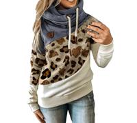 Uwdiohq Women's Autumn Winter Patchwork Hooded Sweatshirt with Drawstring Loose Casual Fit Set Invernale Felpa A Coperta Felpa Collo Alto Donna Please Felpe Fidanzati Plain Hoodies Marca