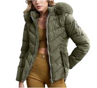 Uwdiohq Women's Down Winter Mid Lenght Puffer Coats Ladies Lightweight with Hood Plus Size Slim Trench Coat Long Sleeve Warm Outwear Outdoor Hiking Jacke Pile Zip Lungo (JN, S) Parka Donna