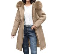 Uwdiohq Women's Down Winter Mid Lenght Puffer Coats Ladies Lightweight with Hood Plus Size Slim Trench Coat Long Sleeve Warm Outwear Outdoor Hiking Jacke Vestito Inverno (B, XXXXXL) Piumino