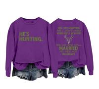 Uwdiohq Women's Fashionable Casual Fun Santa Head Printed Round Neck Top Hoodless Sweatshirt Felpa Campo Mezzosangue (Purple, L) Oversize Ragazza Donna Corta Felpe Senza Cappuccio Fiori Casa
