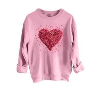 Uwdiohq Women's Fashionable Casual Fun Santa Head Printed Round Neck Top Hoodless Sweatshirt Felpe Stampate (Pink, XXL) Donna Felpa Senza Cappuccio in Pile Maxi A Righe Verde Ragazza Larghe