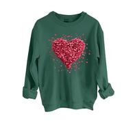 Uwdiohq Women's Fashionable Casual Fun Santa Head Printed Round Neck Top Hoodless Sweatshirt Felpe Stampate (Green, L) Donna Felpa Senza Cappuccio Nera Estiva Sportiva Pile Ragazza Larghe