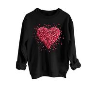 Uwdiohq Women's Fashionable Casual Fun Santa Head Printed Round Neck Top Hoodless Sweatshirt Felpe Stampate (Black, S) Felpa per Due Persone Donna Senza Cappuccio di Pile Bianca Oversize College